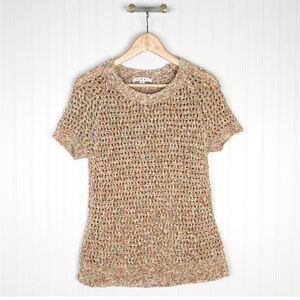CAbi Crochet Chunky Open Knit Sorbet Confetti Short Sleeve Sweater Top Style 196